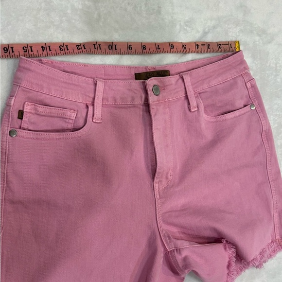 Pink Judy Blue Full Size High Waist Fray Hem Denim Shorts - Picture 5 of 14